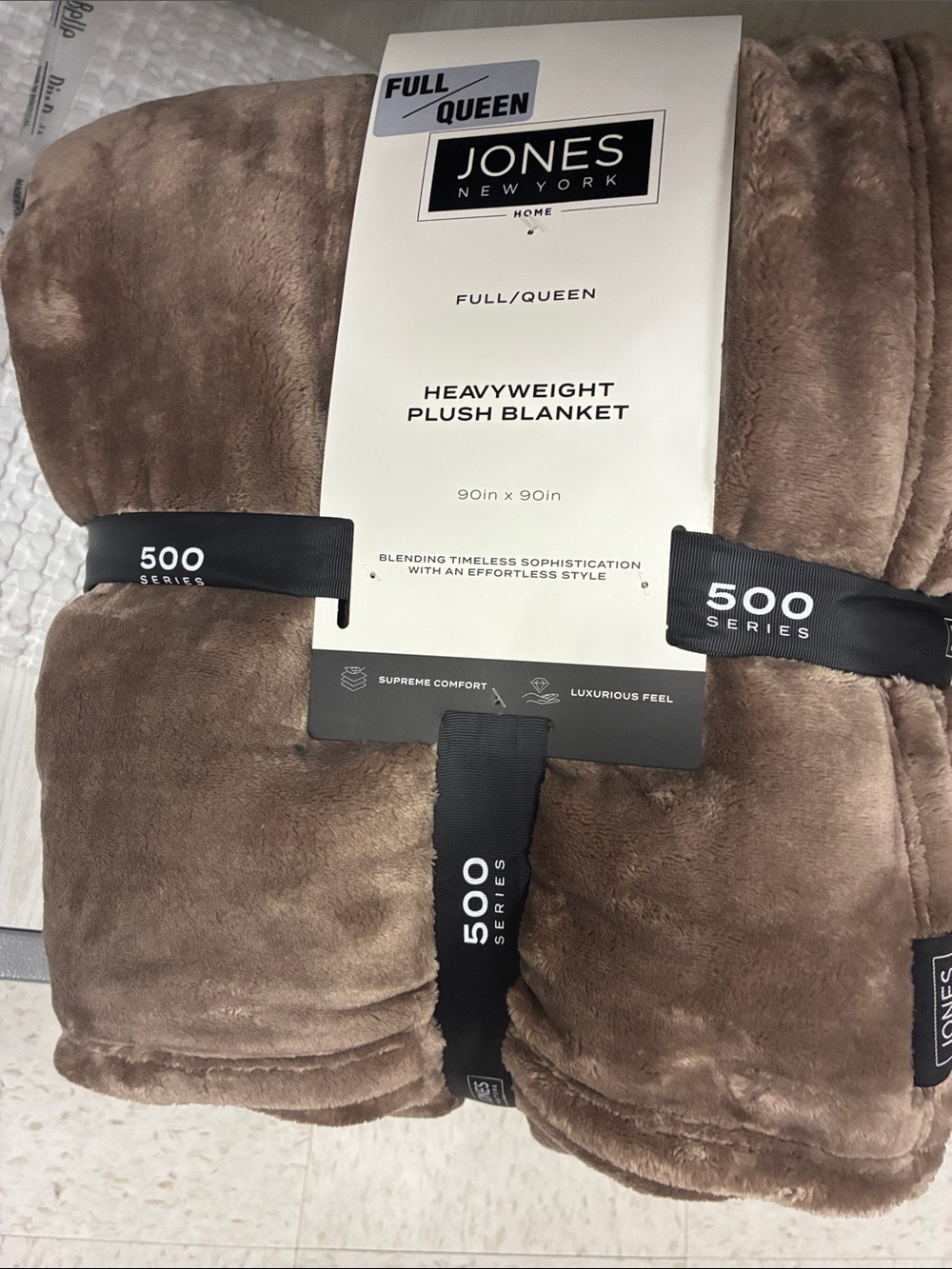 Jones New York Plush Heavyweight Blanket - Taupe